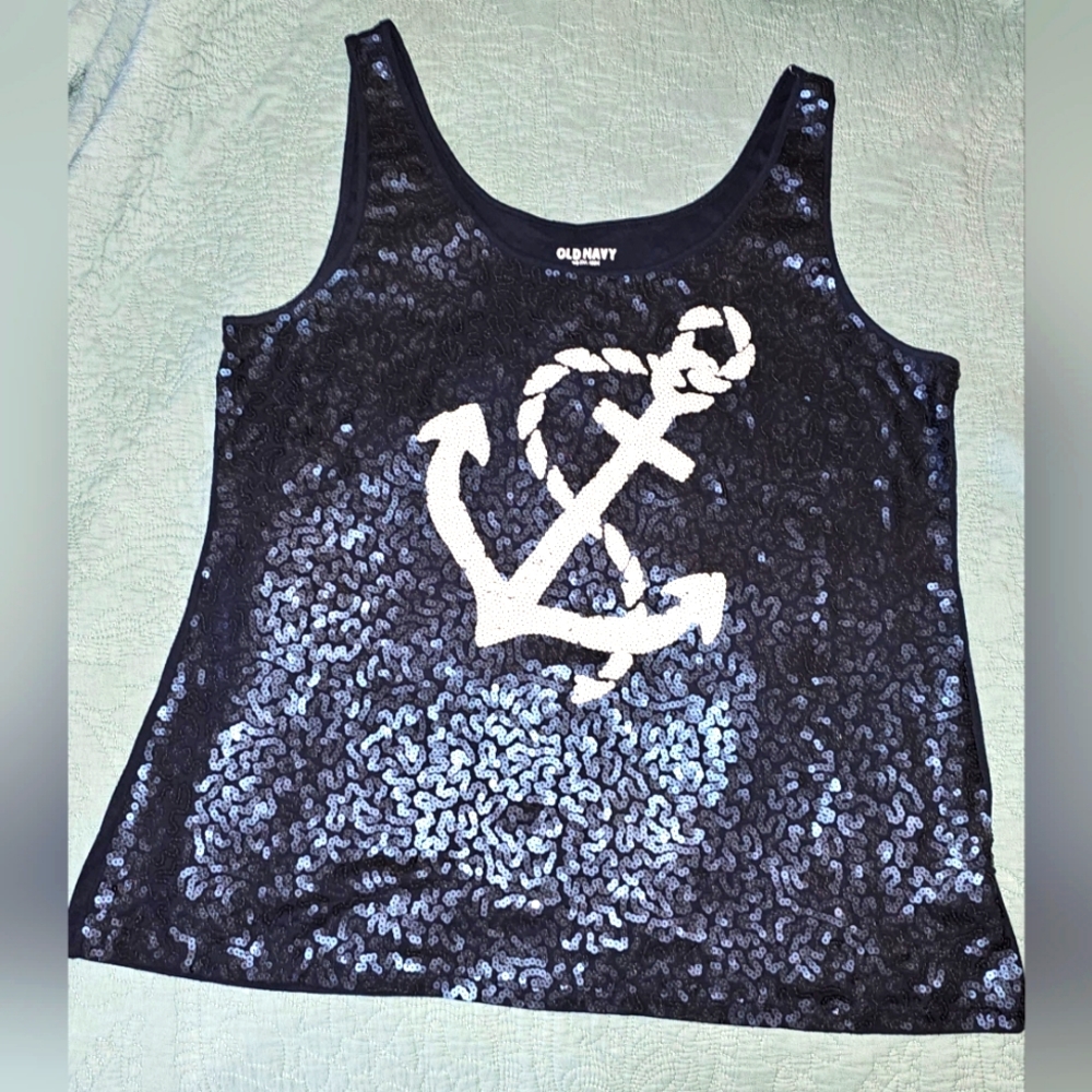 Navy sequin front tank sz xxl Old Navy